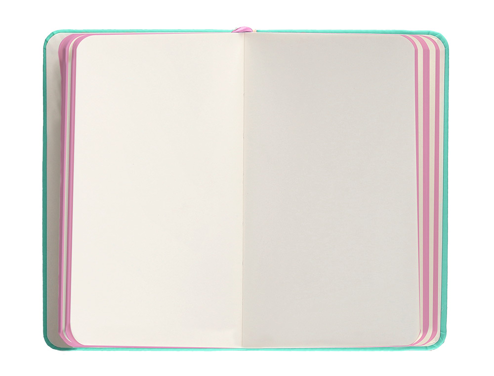 CUADERNO CON GOMILLA ANTARTIK NOTES TAPA DURA A6 HOJAS LISAS ROSA Y TURQUESA 100 HOJAS 80 GR FSC