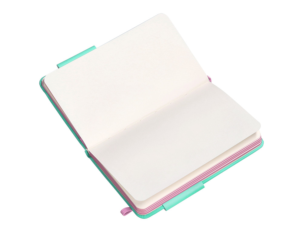 CUADERNO CON GOMILLA ANTARTIK NOTES TAPA DURA A6 HOJAS LISAS ROSA Y TURQUESA 100 HOJAS 80 GR FSC