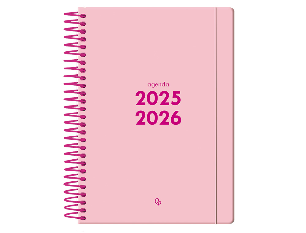 AGENDA ESCOLAR LIDERPAPEL 25-26 ESPIRAL BASIC ROSA SEMANA VISTA A5 BILINGÜE PAPEL FSC 70 GR