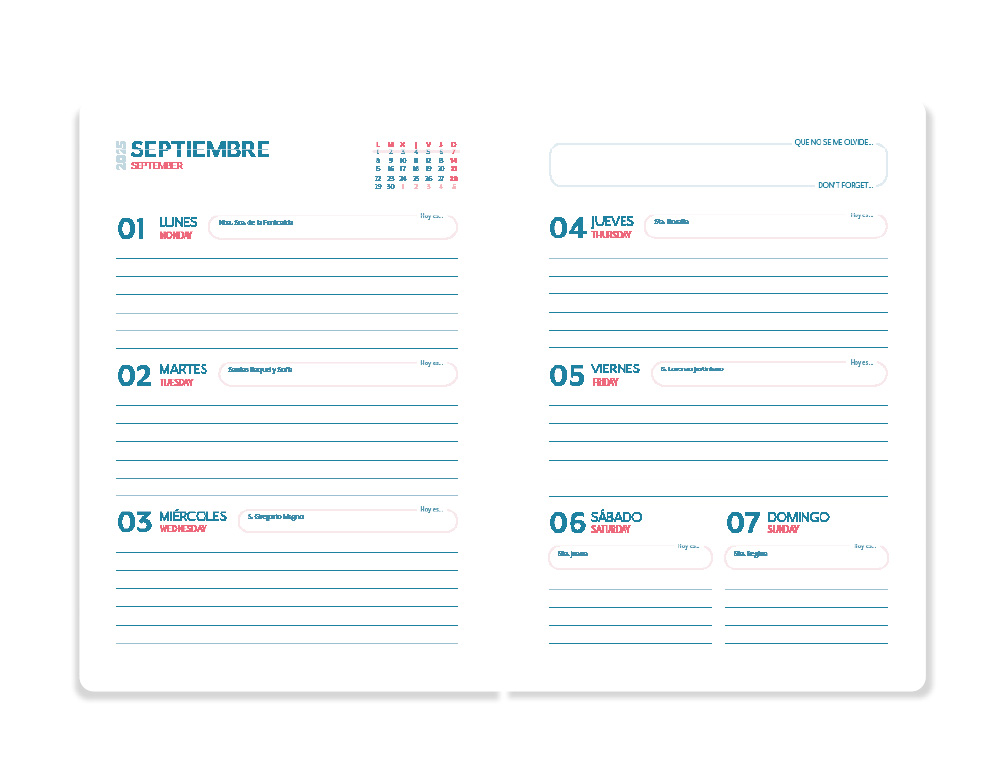 AGENDA ESCOLAR LIDERPAPEL 25-26 ESPIRAL WAVES AZUL OSCU RO SEMANA VISTA A5 BILINGÜE PAPEL FSC 80 GR
