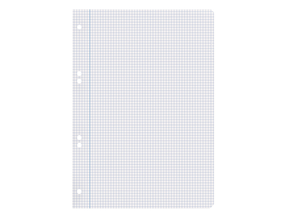 RECAMBIO LIDERPAPEL CUARTO 100 HOJAS 60G/M2 CUADRO 4MM CON MARGEN 6 TALADROS