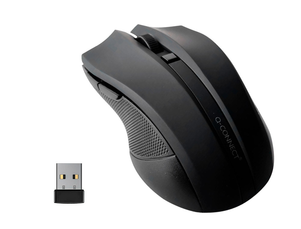 RATON Q-CONNECT OPTICO INALAMBRICO 1000 DPI RECEPTOR USB 2,4 GHZ NEGRO